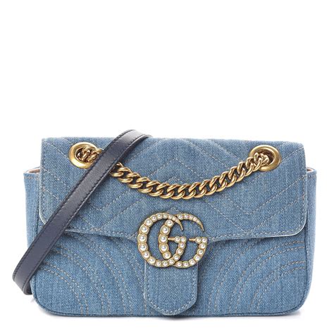 gucci bag denim|Gucci denim marmont bag.